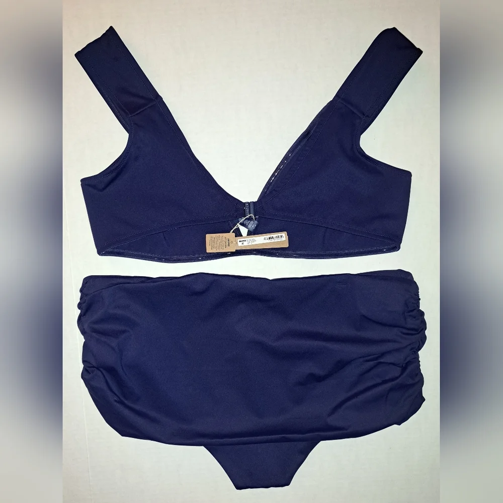 ❤️SKIMS 3 Piece Swim Sculpting top Ruched bikini Shrug Set Navy Blue MIDNIGHT 4X